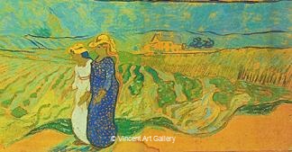 Two Women Crossing the Fields by Vincent van Gogh