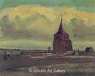 The Old Tower at Nuenen with a Ploughman by Vincent van Gogh
