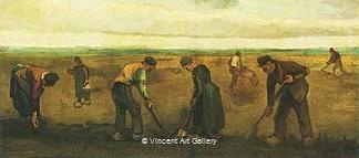 Farmers Planting Potatoes by Vincent van Gogh