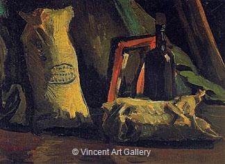 Still Life with Two Sacks and a Bottle by Vincent van Gogh