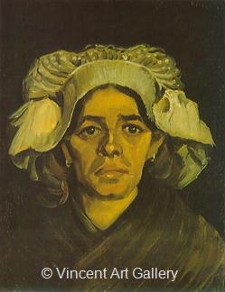 Head of a Peasant Woman with White Cap by Vincent van Gogh