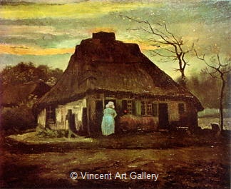 Cottage ad Nightfall by Vincent van Gogh