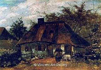 Cottage and Woman with a Goat by Vincent van Gogh