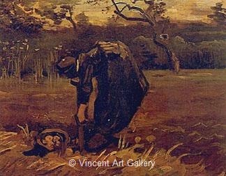 Peasant Woman Digging Up Potatoes by Vincent van Gogh