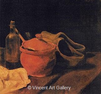 Still Life with Earthenware, Bottle and Clogs by Vincent van Gogh